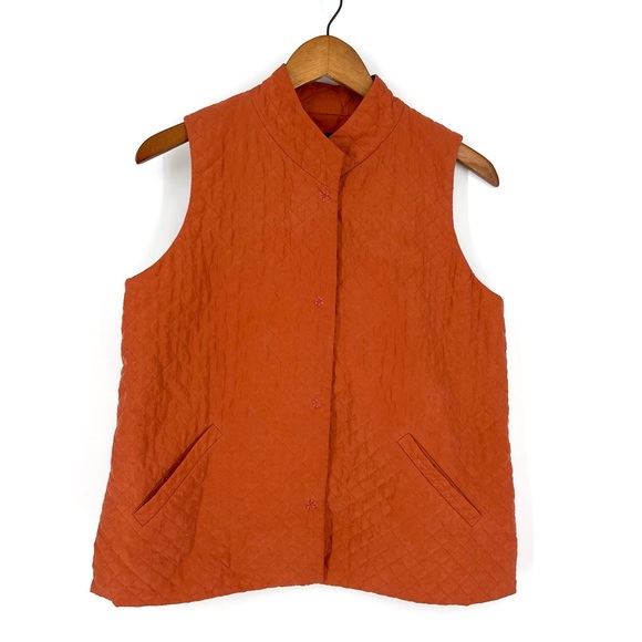 Eileen Fisher Jackets & Blazers - ✨Eileen Fisher Rust Orange 100% Silk Quilted Vest Small